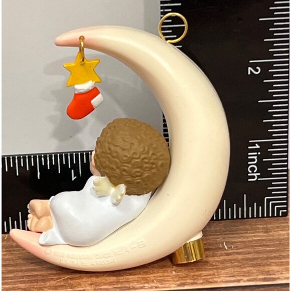 1988 HALLMARK KEEPSAKE ORNAMENT QLX713-4 MOONLIT NAP STAR STOCKING BABY LIGHTED - Picture 7 of 9